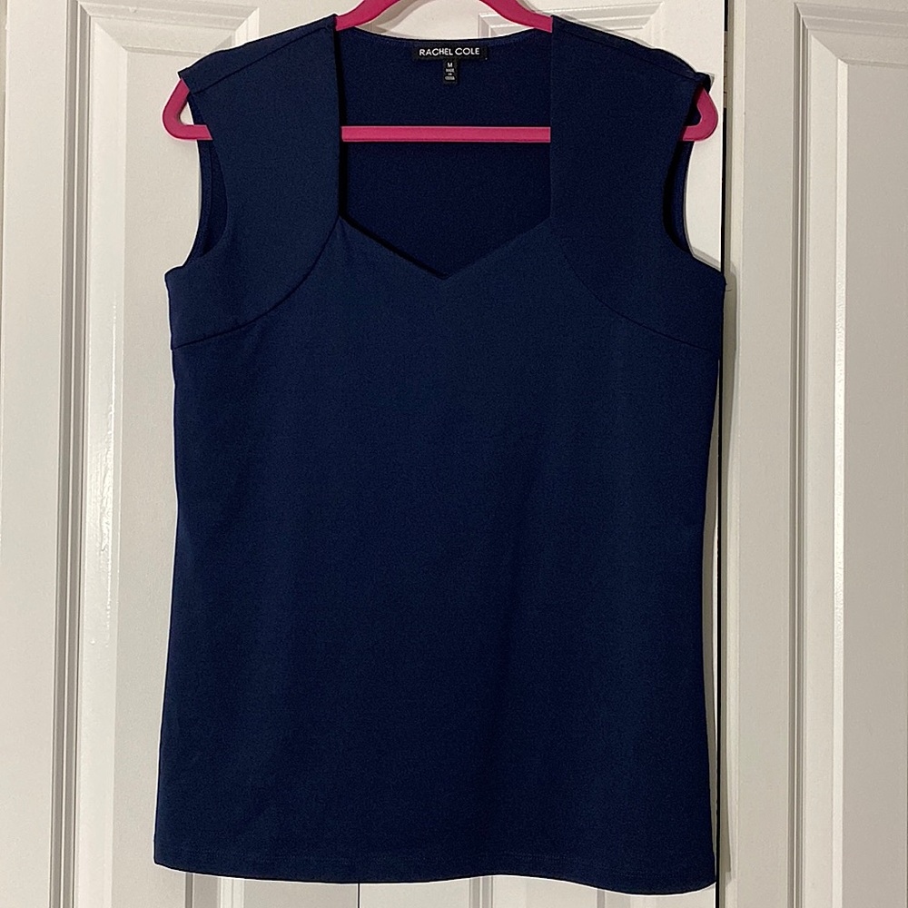 Rachel Cole sleeveless navy top, medium, in great condition.